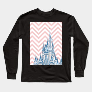 Magic Castle Chevron Pattern Millennial Pink Long Sleeve T-Shirt